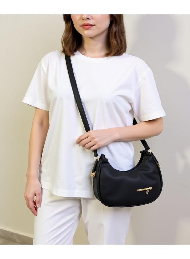 Daisy Rose Women's Black Shoulder Bag with Adjustable Strap | Stylish Sling & Handbag for Casual and Party Use - Image 2